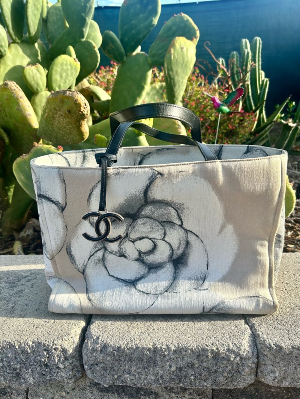 Chanel Camellia Canvas Tote Bag